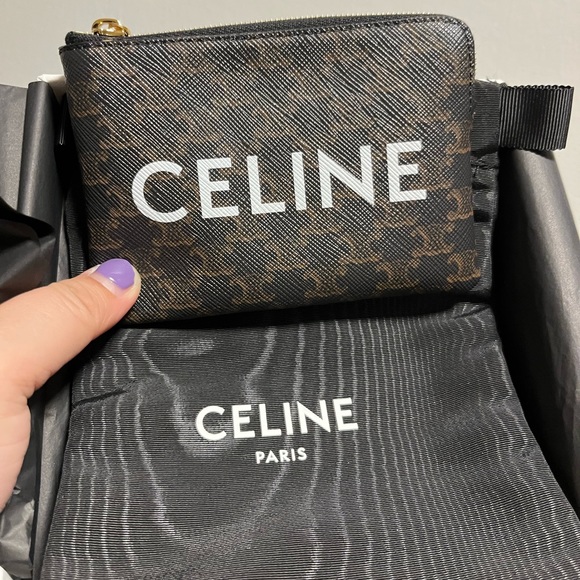 CELINE Coin & Card Pouch purse in Triomphe Canvas w Hook Brand new w tags/box - Picture 1 of 11